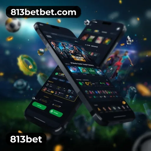 App 813bet para iOS e Android — interface mobile, login biométrico e PIX integrado